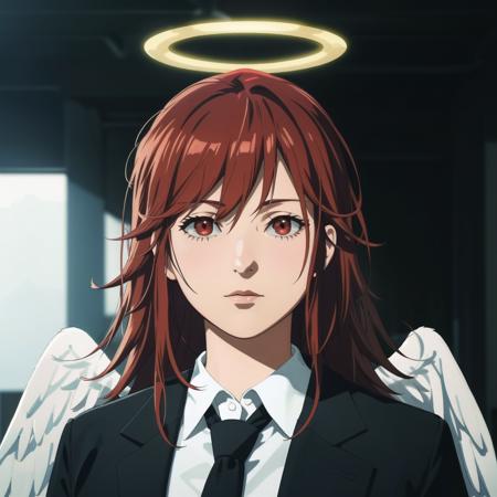 Angel_CSM, <lora:Angel_CSM:0.6>,vermilion red hair,office suit,halo,illustration, masterpiece, best quality, ultra detailed,highly detailed,insanely detailed, hdr, 8k, creativity,design,aesthetics,visual,artistry,craftsmanship,style,technique,expression,imagination,talent