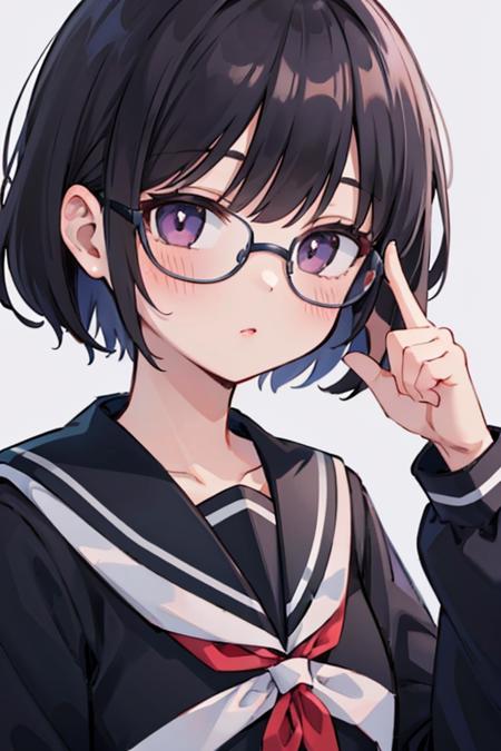 (masterpiece), best quality, high resolution, highly detailed, detailed background, perfect lighting, 1girl, glasses, serafuku