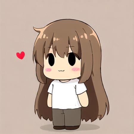 chibi, grey pants, heart, cute