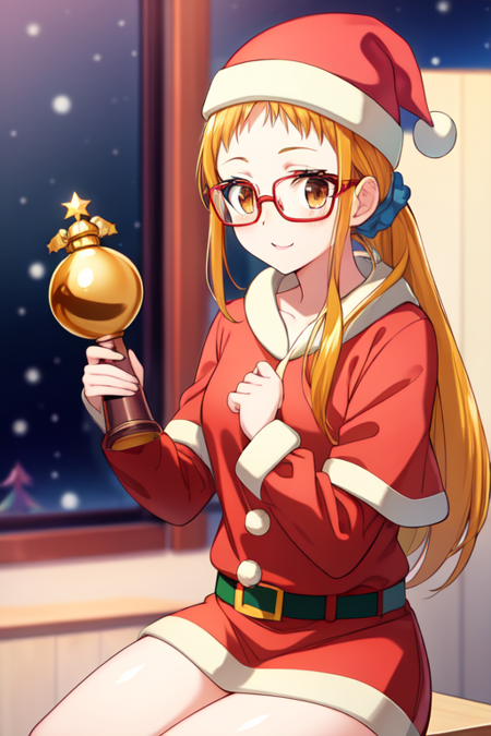 kasuganourara, glasses, hair scrunchie, santa costume, santa hat, Christmas, 🏆, 🎄