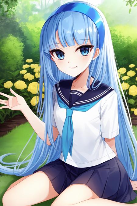 (AS-YoungV2:0.7),garden,wariza,smile face,
<lora:ryuuzakiumi_finetune_5e-5_anylora_8epochs_locon:1.2:1.2:lbw=FACE>,
ryuuzakiumi,slender body,blue big eyes,lightblue straight long hair,deepblue hairband,reach the eyelashes blunt bangs,
BREAK,
serafuku,
<lora:flat2:-0.2>