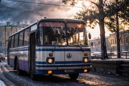 photo RAW,(gel40bo,(winter showstorm:1.3),(1980s:1.3),(old Russia:1.2) landscape,(purpure parking bus on A classic, vintage Italian pizza restaurant with a brick oven),sunrays,(bokeh:1.3) <lora:gelios40bokeh_v2:0.5>  <lora:laz695:0.7>, dusty atmospheric haze, high quality textures of materials, volumetric textures, coating textures, metal textures, (natural colors, correct white balance, color correction, dehaze,clarity)), masterpiece, award winning photography, natural light, perfect composition, high detail, hyper realistic,lens flare,Timeless Elegance, Classic Tones, Refined Lighting, depth of field,sharp focus, dark theme <lora:lowra_v10:0.06>