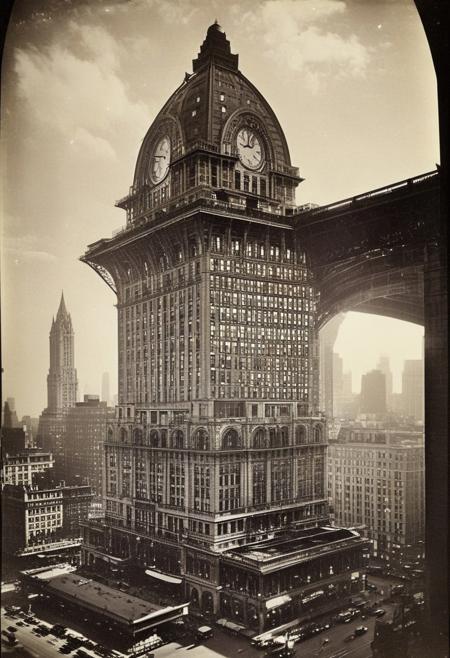 ()Hyoer Realistic:2.0)Polaroid picture 
an image of 
New York City, 1920s - Amid the city's soaring ambition, the architects of Grand Central Terminal, Reed and Stem, and developer William Wilgus, conceived a truly audacious plan - to construct a towering 68-story skyscraper directly above the terminal's iconic Beaux-Arts façade.
Envisioned as a magnificent steel and glass monolith reaching over 1,000 feet into the sky, the Grand Central Terminal Tower would have dwarfed even the Chrysler and Woolworth Buildings. Its observatory deck would have offered breathtaking panoramic views, while the upper floors were slated to house luxury apartments and offices for New York's elite.
However, the onset of the Great Depression soon cast a shadow over this architectural dream. Financial constraints and shifting priorities brought the tower's construction to a halt, and the steel frame intended for its base was ultimately repurposed.
The Grand Central Terminal Tower remains an intriguing "what if" - a glimpse into a bold, alternate reality where New York's skyline was forever transformed by this unrealized wonder. Its absence leaves us to ponder the paths not taken and the dreams left unbuilt, a reminder that even the grandest visions can be ephemeral