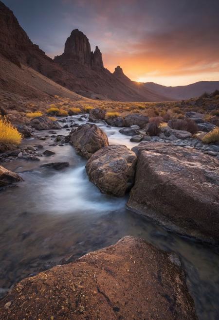 啎䥃佄䔀Capture the essence of a breathtaking landscape in the style of Michael Shainblum, using a Canon EOS R5 camera with a Canon RF 15-35mm f/2.8L IS USM lens. Position yourself at a high vantage point to take advantage of the early morning or late afternoon light, as it illuminates the horizon and casts long shadows, creating depth and dimension in your image. Experiment with different focal lengths to find the perfect composition, and use a tripod for stability during long exposures. Focus on capturing the interplay of light and shadow, highlighting the rich textures and colors of the landscape. Utilize the golden hour light to bathe the scene in warm tones, accentuating the natural beauty of the environment. Emphasize the grandeur and scale of the landscape by including foreground elements, such as a winding river or rugged boulders, to add depth and perspective to your image. Finally, post-process your image using techniques such as luminosity masking and color grading to enhance the mood and atmosphere of the scene, creating a captivating and awe-inspiring photograph that embodies the essence of Michael Shainblum's signature style.