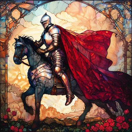 score_9, score_8_up, score_7_up, rating_questionable,score_9, score_8_up, score_7_up, BREAK A knight in full armor with helmet and cape rides on horseback, the background is a cloudy sky in the style of anime, with dark gray tones and a grey red cloak. The art style has a fantasy and medieval theme reminiscent of Game of Thrones set in a fantasy world, with high detail and resolution in the style of anime. The background is detailed concept art of a fantasy character design.