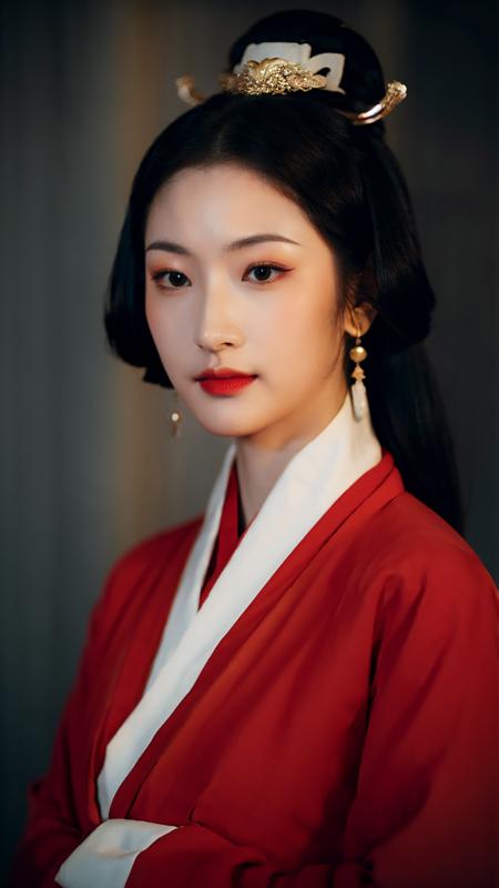 xiaolu,(han Makeup:1.3),(red hanfu:1.4),fine - art photography,soft portrait shot 8 k,mid length,ultrarealistic uhd upper body,unsplash,(kodak ultra max 800),85 mm,intricate,centered symmetrical composition,stunning photos,masterpiece,grainy,centered composition,(sharp face:1.2),<lora:Han_Makeup_v1.0:0.8>,(solo:1.5),jewelry,holding,earrings,hair ornament,black eyes,long sleeves,upper body,closed mouth,hairpin,