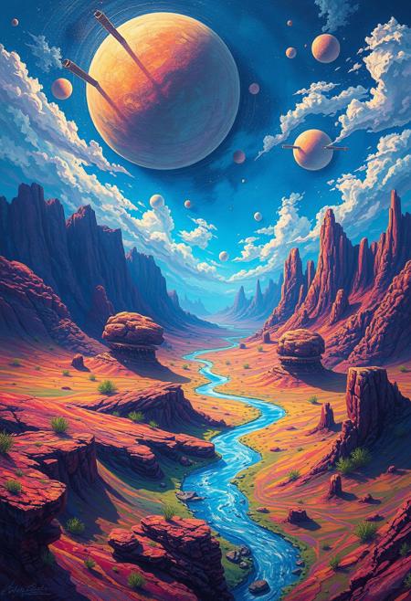 masterpiece, art of an alien landscape, vibrant colors