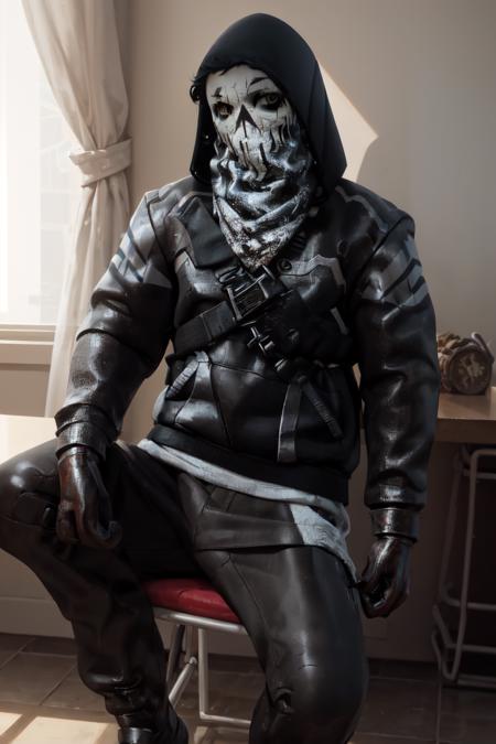 LegionJoey, mask hooded jacket, hood up, pants, gloves