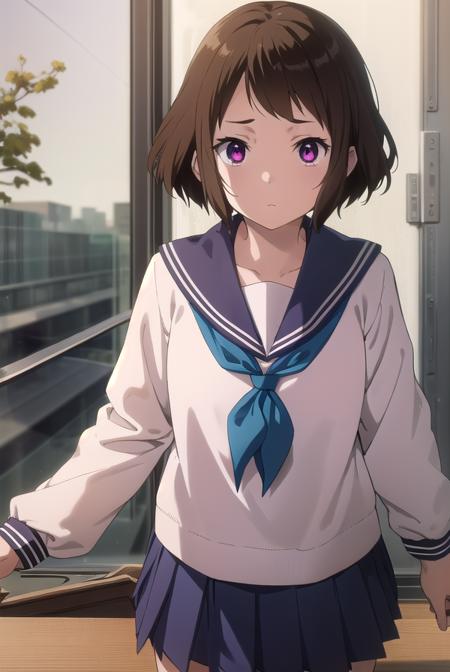 mayakaibara, <lora:mayaka ibara s1-lora-nochekaiser:1>,
mayaka ibara, short hair, brown hair, (pink eyes:1.3),
BREAK skirt, school uniform, serafuku, kamiyama high school uniform \(hyouka\), black skirt, long sleeves, black sailor collar, neckerchief, (blue neckerchief:1.5),
BREAK indoors, classroom,
BREAK looking at viewer, (cowboy shot:1.5),
BREAK <lyco:GoodHands-beta2:1>, (masterpiece:1.2), best quality, high resolution, unity 8k wallpaper, (illustration:0.8), (beautiful detailed eyes:1.6), extremely detailed face, perfect lighting, extremely detailed CG, (perfect hands, perfect anatomy),