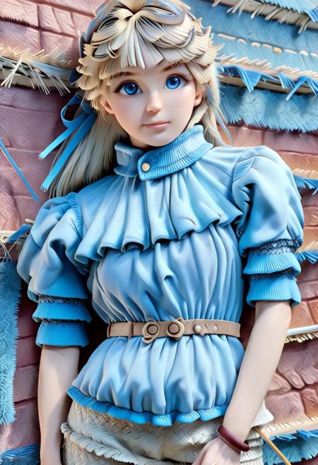 Straw thread, European women, Large breasts, long hair, blond hair, older female, score_9, score_8_up, score_7_up, score_6_up, score_5_up, score_4_up, close up, face focus, upper body, semi side view, UHD, 8K, masterpiece, detailed, ultra_high_resolution, lots of detail, OverallDetailXL, detailxl, regalres, Masterpiece, 32k, photorealistic:1.4, (small waist:2.9), fitness body, toned muscles, wide hips, slender legs, high cheekbones, oval face, 27 years old, mature female, milf, makeup, curvy, pretty face, SUPERMODEL, jewelry, solo, big bright eyes, beautiful natural eyes, fully dressed, high turtle neck, winter coat, outdoors, hands hidden, short sleeves, hands behind the back, wrinkles, blonde, smiling, 1girl, blue eyes, closed blouse, high neck closure, (red:1.4), (blue:1.4), gentle smile,closed mouth, (straw wall:3), (straw blouse:2), puffy sleeves.