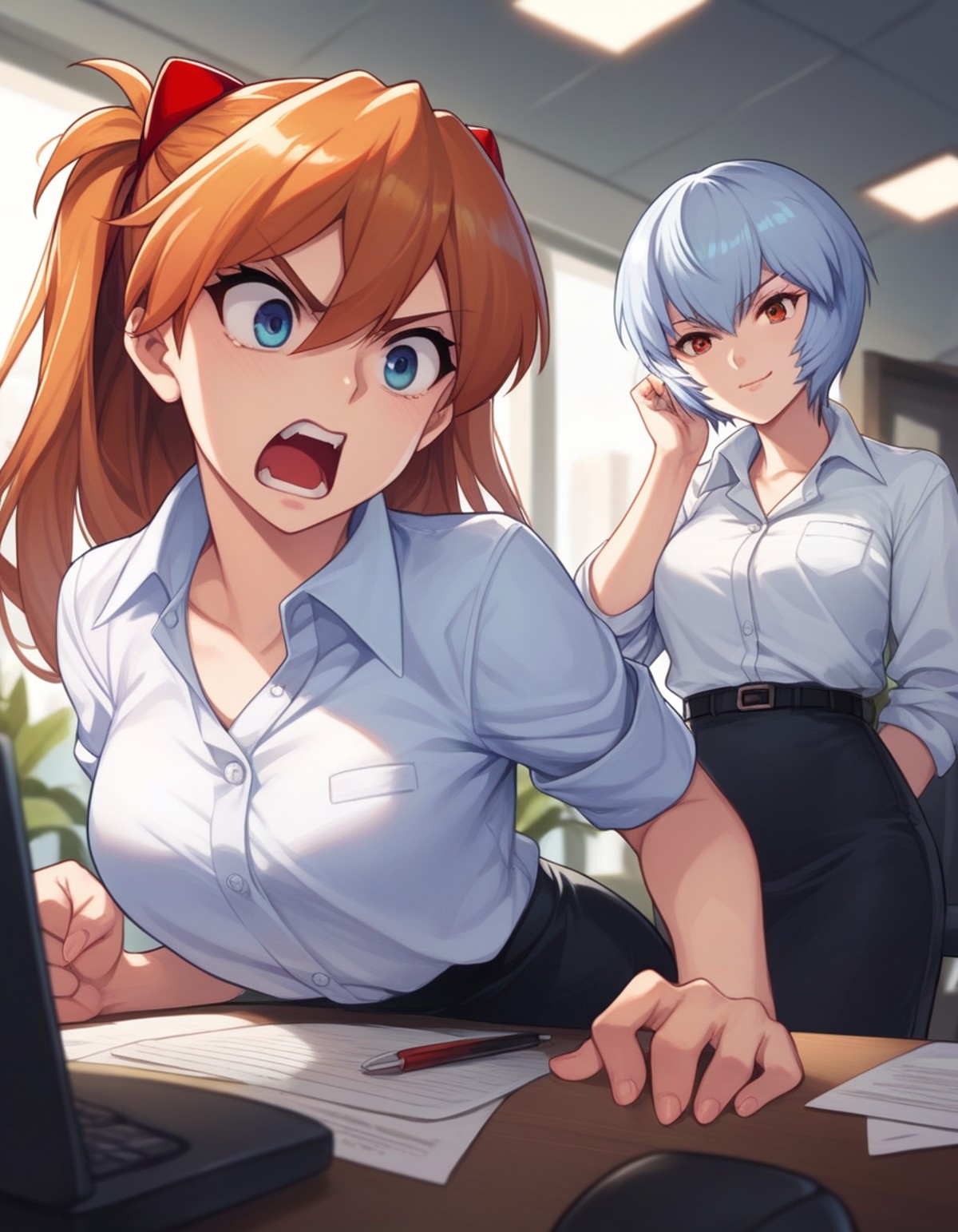 score_9, score_8_up, score_7_up, score_6_up, score_5_up, score_4_up, source_anime,
2girls, arguing, office, office lady 
B...