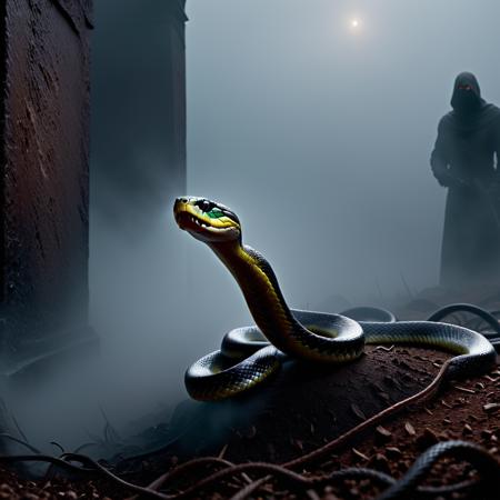 the unnamed:.75, snake, slither, horror, terror, scary, evil, horrid, horror, unleveled, nasty, grewsome, unforgettable, corrupted, sinful, ungodly, blasphemous, full portrait, zoomed out:.-0.20, fog, ground mist, action pose, tomb background, raw, masterpiece, hyper detailed, truly rough concept, extreme differences, intricate differences, size differences, hyper exquisite, extreme insanely realistic detailed and intricate, extreme quality, extreme best picture, extreme realistic detail, extreme photo realism, extremely super fine photo detail, hyper 1080P, extreme realistic 3D, extreme HD, extreme VFX, extreme SFX, extreme FKAA, extreme TXAA, extreme RTX, extreme SSAO,