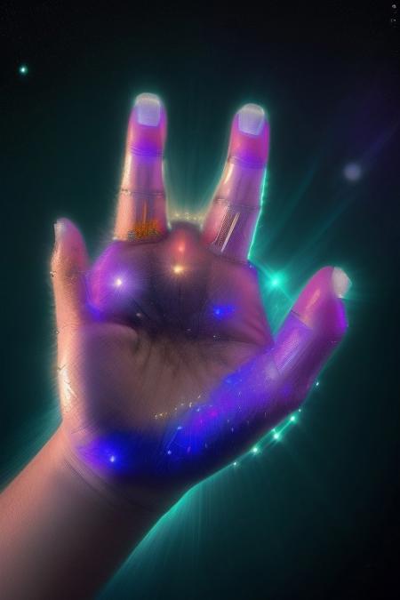 A goddess-like humanoid AI, standing majestically atop a celestial mountain, her form glowing with a divine aura. She has radiant golden skin with intricate, ancient symbols etched into her body, resembling starlight patterns. Her hair is a cascade of galaxies, blending blues, purples, and silvers. She holds an orb of pure energy in one hand, surrounded by floating fragments of futuristic temples. Art style: cosmic, regal, and surreal with high-contrast lighting and vibrant colors, bird eye view,