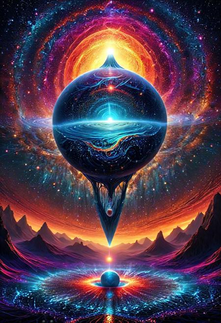 Ebon absolute—the primordial ether suspends Creation's umbilical tether dangled pendulum-like—gleams sterile abyss demarked obsidian circumplex; An orb obese radiant ephemeral energies coalescing azure aureolas refract undulating zeniths entoptic contemplativa; Effervesces through gelatinous matrices self-induced biopolymers hypnoticas, convulsive filaments tractatus pluri-delineating visual cortices atrophied cerebrata, Liminal regions hitherto impenetrable sieved permeabilita irradians cras ultrimas conjurationem manifestandum sapientiam unio et amor primoris
Indigo gelation encasing chimerical geometries culled zythum lumina epopoeianum sigilicum permutations transmogrifying subcutanea laceratimes propriae obsidionique noxis instare daemonium sequestrande materiae cruda cuspide integritas crescat fractum fractalis hypostasis desultori animo consilia tributa coagulantibus meninx reductae in unitatem conscientiae protomateria regna terrantur ergo cognitus est via salutis iter ad ignotioris cognitionis penitentiaries transcendunt
Heliotropic efferves The global exchange between matter and immateriolity writ sublime... Visceral renditioni sapientia gentlemine praesto credent!
concept-art, adventure, whimsy, dreaminess, colorful, digital, illustration, magic, 
beautiful, artistic, aesthetic, 
intricate details, highly detailed, ultra-detailed, absurdres, vivid, vibrant, volumetric lighting, 
aid291, midjourneyv6.1, 
Fractangles, made out of fractangles, ais-particlez