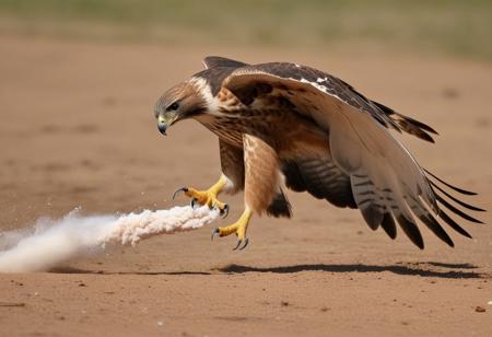 Hawk Talons A hawk’s talons explode into a burst of brown and white chalk dust.