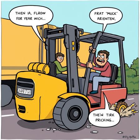 humor comic forklift truck accident