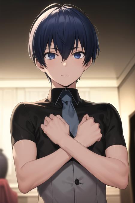 masterpiece, best quality, high quality, 1boy, solo, male focus, looking at viewer, upper body, <lora:nova_arcana_famiglia:0.70>, nova_arcana_famiglia