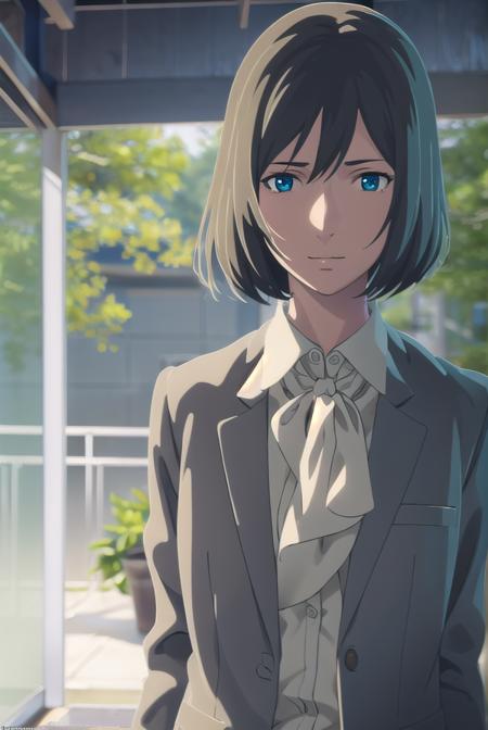 yukariyukino, <lora:yukari yukino movie-lora-nochekaiser:1>,
yukari yukino, short hair, black hair, blue eyes, hair between eyes, smile
BREAK shirt, collared shirt, white shirt, ascot, blazer, peach blazer, skirt, pencil skirt,
BREAK indoors, classroom,
BREAK looking at viewer, (cowboy shot:1.5),
BREAK <lyco:GoodHands-beta2:1>, (masterpiece:1.2), best quality, high resolution, unity 8k wallpaper, (illustration:0.8), (beautiful detailed eyes:1.6), extremely detailed face, perfect lighting, extremely detailed CG, (perfect hands, perfect anatomy),