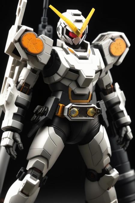 harbor, city, explosion, mess, chaos, (heavy bag, gatling gun)(uzumaki naruto, helmet, tokusatsu, belt, a black and silver, destoryMode) tank , negative_hand, Fixhand, mecha, absract art, tankhead, gundam, standing, pose, humanoid, tankhead, 4 legs, bodysuit, shoulder armor,gloves,belt, rider belt,helmet, kamen rider build,
