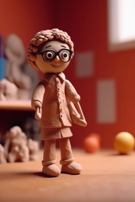 <lora:Stop-Motion Animation:1>Stop-Motion Animation - Photo of a Teacher doll made of clay. Bright background in one color. space to the left. Bright & simple image that could be used in textbooks. 3dcg. Refreshing image.