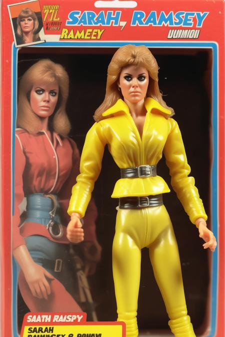 <lora:1987 Action Figure Playset Packaging:1>1987 Action Figure Playset Packaging - a vintage action figure of Sarah Ramsey in unopened package. Photorealstic