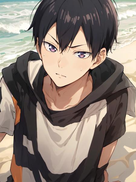 <lora:TobioKageyama:0.6>,high res, Tobio Kageyama ,haikyuu!!, black hair, solo, 1boy, male, beach, sea, outside, detailed eyes, close up, beach volleyball, full face