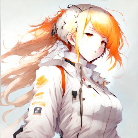 Anime, Girl with orange hair and white jump suit (agentorange style:1)  <lora:djzAgentOrange:0.8>