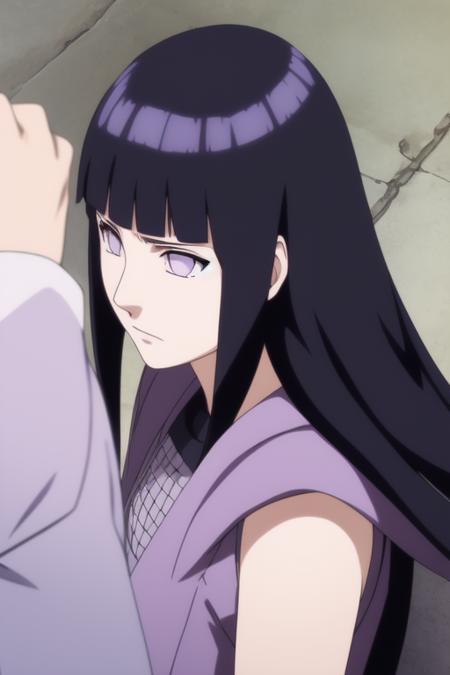 hyuuga hinata, long hair, bangs, black hair, white eyes, purple eyes, no pupils,