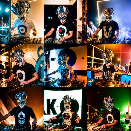 dj man in mask, (anime:1.4), minimalistic, masterpiece, street art, trending on artstation, soft cinematic light, adobe lightroom, sketches,  <lora:Custom-7-4:1>