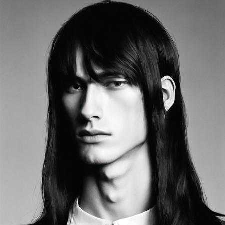 <lora:balenciaga:1>, balenciaga, photo \(medium\), long hair, male, solo, standing