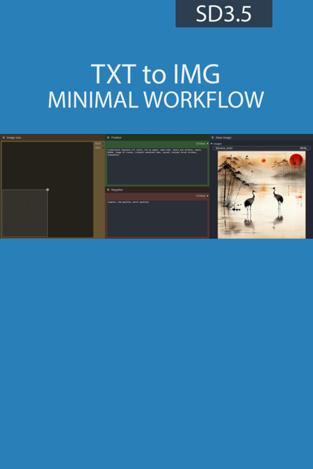 TXT to IMG simple workflow SD3.5 | UPSCALE | LORA |  GGUF | CIVITAI Metadata 🟢 Minimal - v1.0