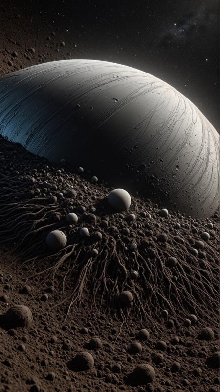 <lora:ElementEarthSDXL:1>ElementEarth bubbling liquid neon streams under the surface of Saturn's moon Enceladus