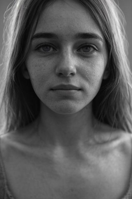 The most beautiful french girl in the World, color eyes, green eyes, 24 years old, closeup, a cute shy smile, worried expression, bnw photo in the style of Alessio Albi, cinematic composition, cinematic lighting,
