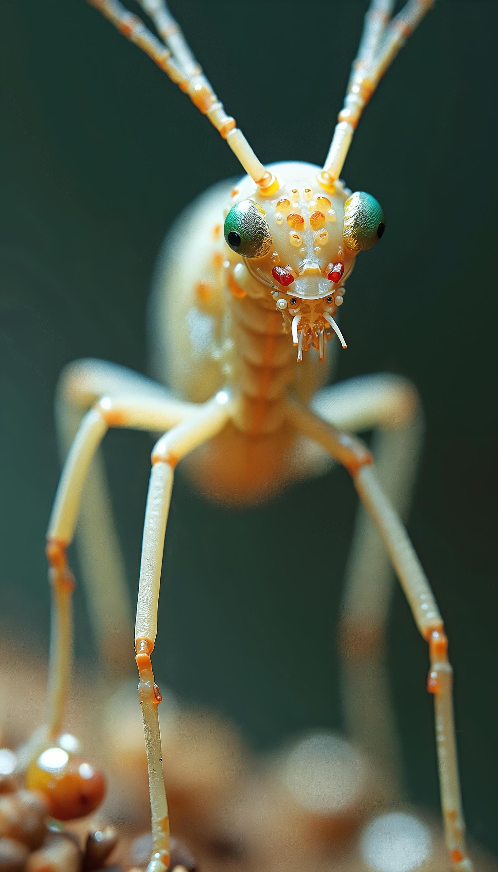 alien bug, macro focus, wet, extreme depth of field, realistic