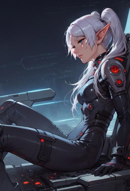 score_9, score_8_up, score_7_up, score_6_up, perfect face, perfect eyes,,4ng3l face ,  1girl, solo,  
nereirfpnxl,frieren, elf, white hair,  twintails,  , ((white plugsuit, armor)),   perfect legs, dutch angle, sitting,
gundamwingcockpit, futuristic, scifi, controls, joystick,   technology,  glowing, neon, side view,