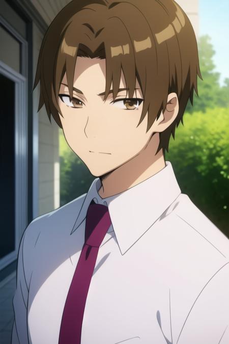matsuyuki_atsumu brown hair brown eyes white shirt necktie collared shirt school uniform
