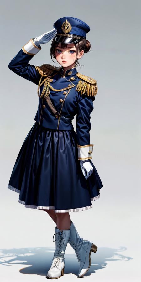  jyojifuku, marching, hat, skirt,uniform white gloves white footwear,boots
