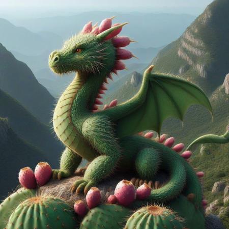 dragon in a mountain  <lora:Prickly Pear Style v1:1>, Prickly Pear Style,