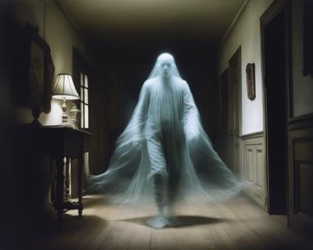 a photo of a transparent translucent ghost man walking down a hallway, romantic era, 18th century <lora:Aether_Ghost_v1_LoRA:0.5> see-through