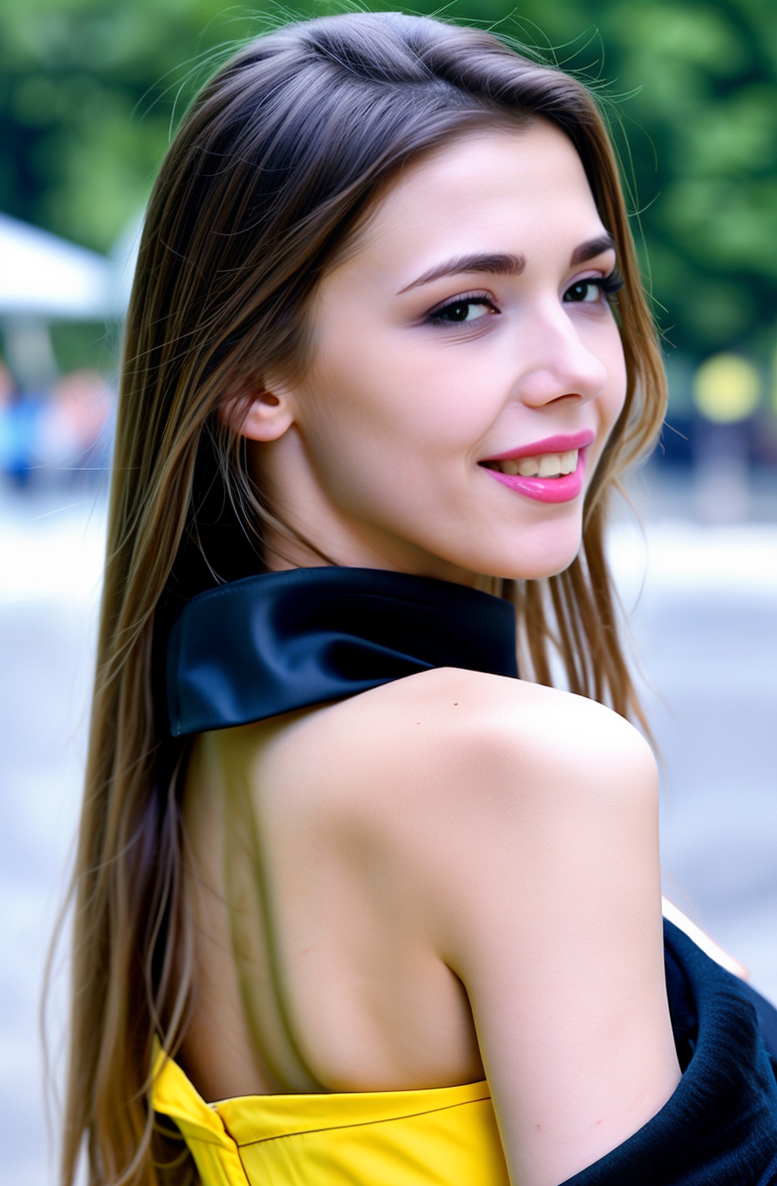 from side ,profile photo of a ukrainian woman named milaazul,<lyco:mila azul_V1:0.85>,Wearing a black collar,Face close-up...