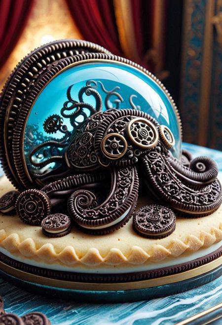 score_9, score_8_up, score_7_up,
All made of creamy cookies world:
(
steampunk marine creature, metallic shell, gears, glass dome, tentacles, creamy cookies, bronze accents, brass details, sea blue highlights, deep red details, dynamic lighting, close-up, motion blur, intricate details, ultra-fine details.
Bronze, brass, sea blue, deep red.
)
masterpiece, best quality, absurdres, Ultra-HD, 8K cinematic, flawless, hyperrealistic, intricate details, ultra-fine details, amazing quality, highres.
super exquisite, micro details, delicate textures, intricate patterns, definition so sharp.
elegant, sophisticated, epic, breathtaking, grand banquet, culinary art, dessert paradise.
cute, adorable, dreamy, pastel colors, soft palette, muted tones, desaturated colors, ethereal.
gradient, iridescent, shifting colors, nuanced tones, subtle transitions, volumetric lighting.