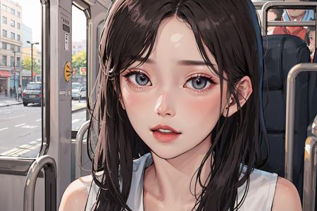 [[[[[finely detailed eyes and detailed face]]]]],1girl, solo, ((bus)) school