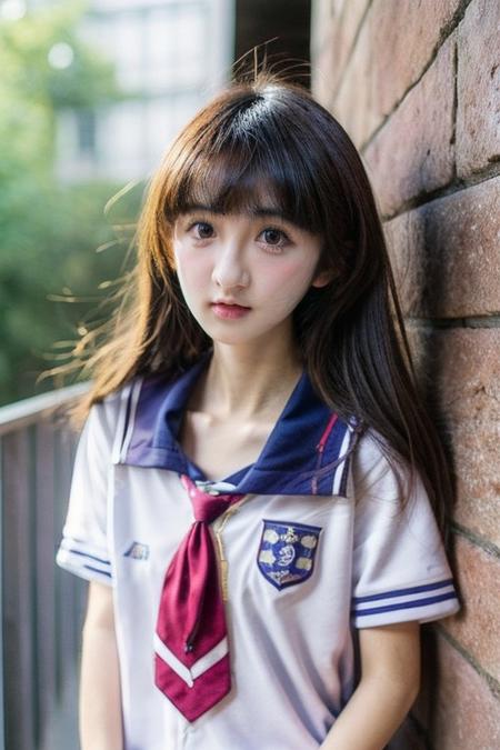 1girl, solo, realistic, medium breasts, (nsfw), topless, student uniform, <lora:diandian-000008:1>, <lora:breastsizeslideroffset:-0.4>, <lora:add_detail:1>, <lora:skin_slider_v2_1_FACE:0.5>