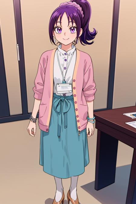 mai_otona pink cardigan, white shirt, blue skirt, bracelet, earrings, high ponytail, purple scrunchie, brown pumps, white pantyhose pink dress, purple shirt, turtleneck, necklace, long hair, white hairband, white pumps green shirt, earrings, necklace, white scrunchie, high ponytail, belt, jeans, brown sneakers, purple socks , green shirt, earrings, necklace, long hair, white hairband, belt, jeans, brown sneakers, purple socks id card handbag