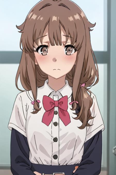 azusagawa_kaede_seishunbutayarou brown_hair, brown_eyes, bangs, long_hair, blush