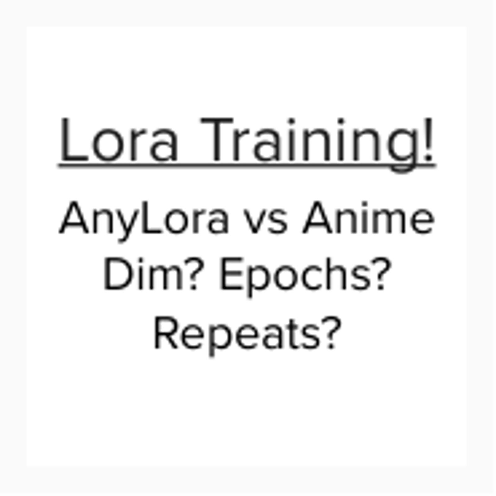 Lora Training Settings Experiment