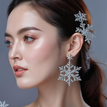 photo, high quality, best quality, masterpiece, realistic skin, perfect skin,
snowflake, ear ring, close-up <lora:Snowflake-000007:0.5>
