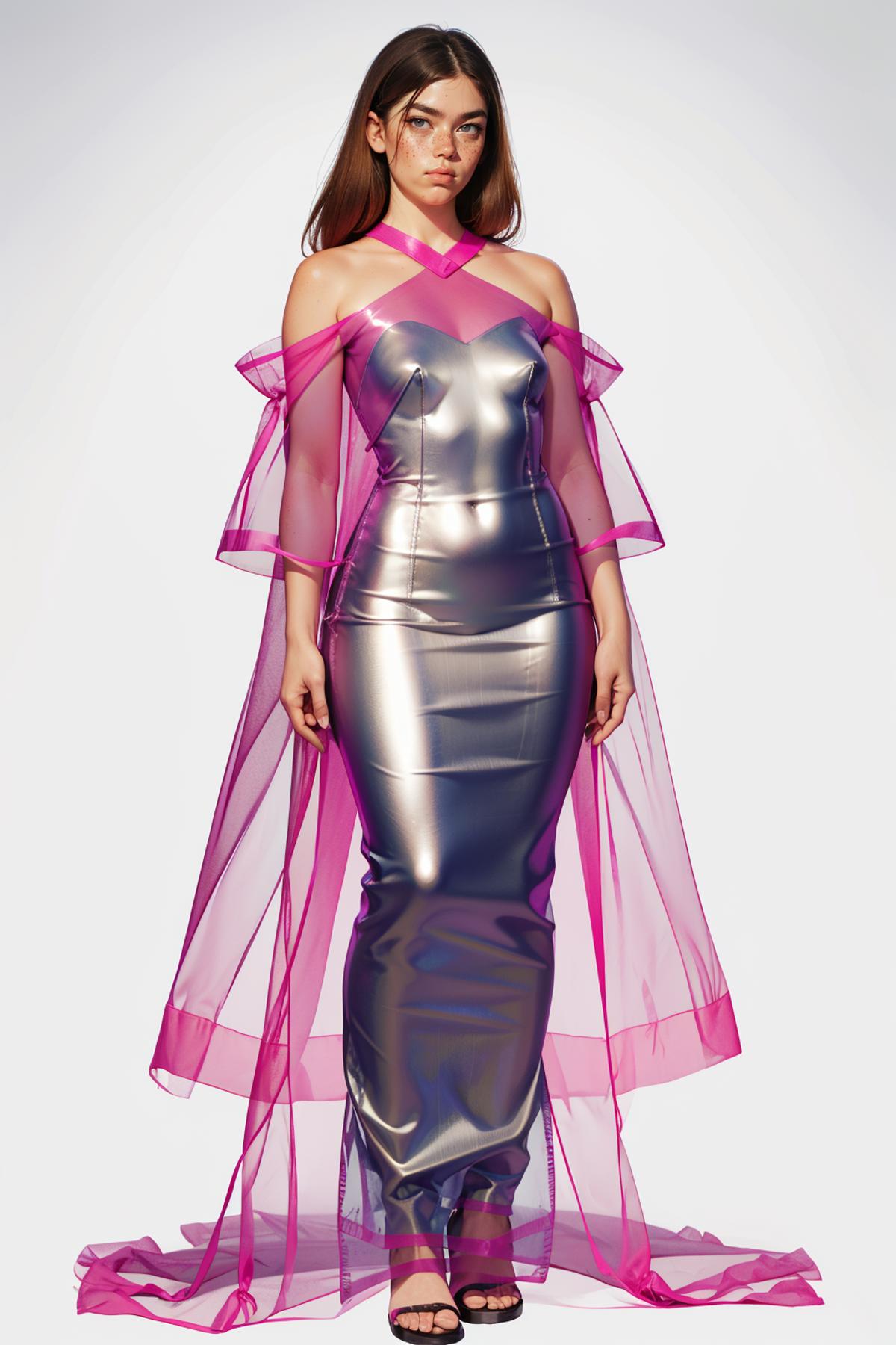 Pink Sheer Silver Dress image by freckledvixon