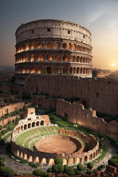 landscape, thecolosseum at night, epic, fog, stone, ornament, ornate, details, dim light, mountain,  advntr   <lora:ARWTheColosseum:1>