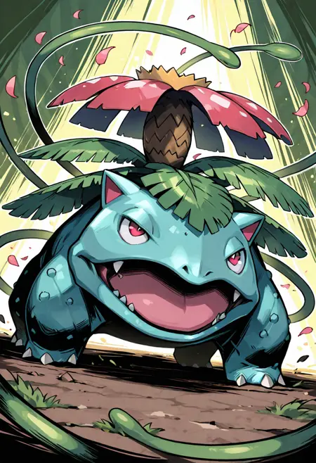 Venusaur: Seed Frog Pokemon | フシギバナ (Pokedex #0003) [Illustrious]